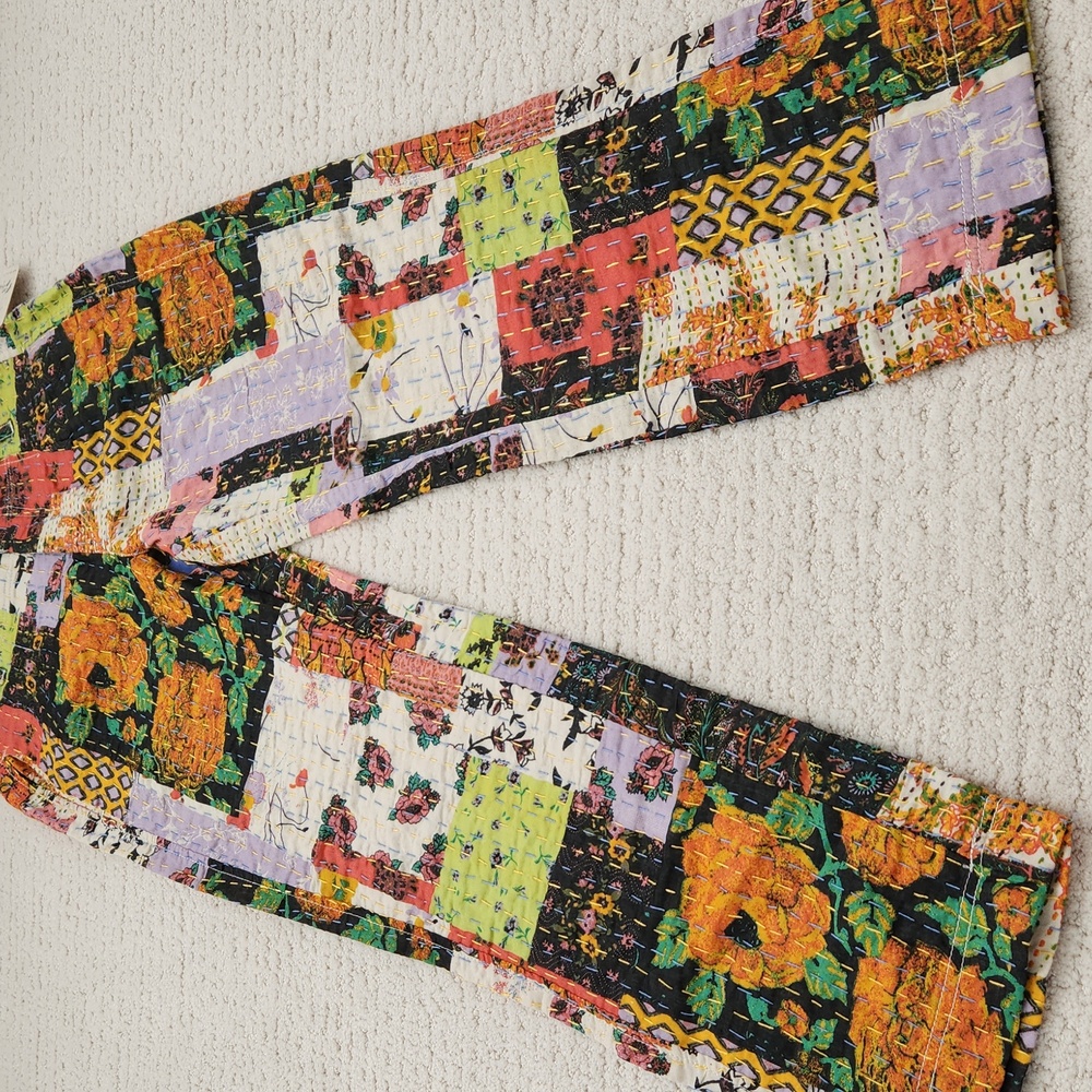 Free People Patchwork Multi-Color Straight Leg Tr… - image 11